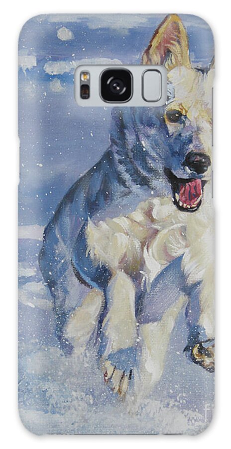 German Shepherd Galaxy Case featuring the painting German Shepherd white in snow by Lee Ann Shepard