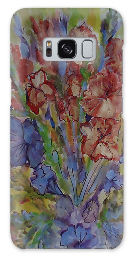 A Bouquet Of Mixed Flowers Galaxy Case featuring the mixed media Gilded Flowers by Charme Curtin