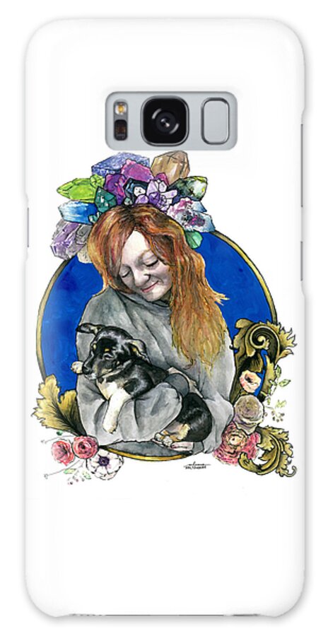 Puppy Galaxy S8 Case featuring the painting Ginger and her Lovelies by Arleana Holtzmann
