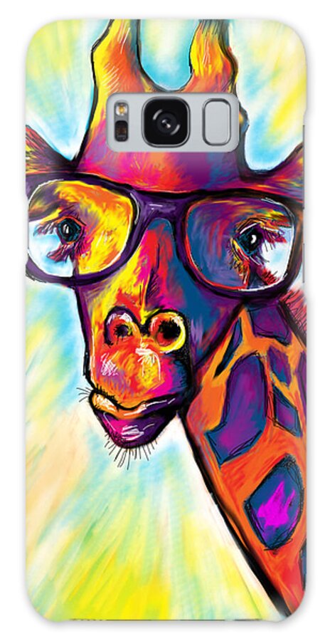 Giraffe Galaxy Case featuring the painting Giraffe Wearing Glasses by Julianne Black DiBlasi