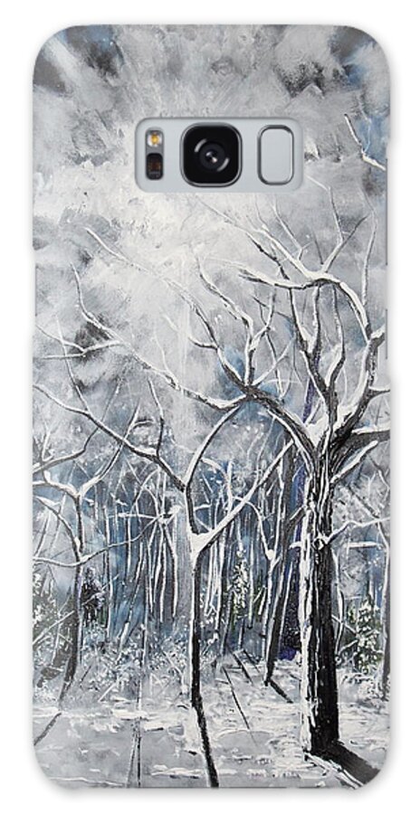 Impressionism Galaxy Case featuring the painting Girl In The Woods by Stefan Duncan