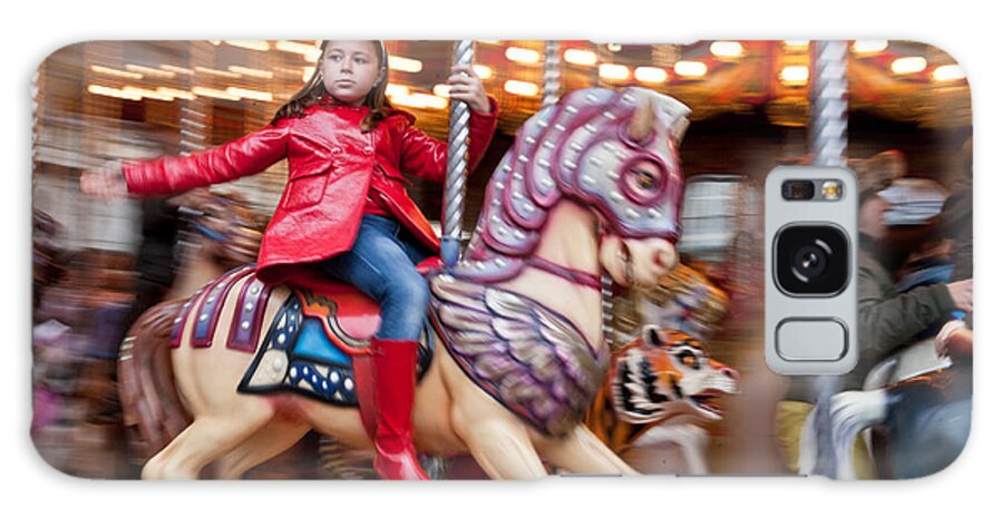 Merry-go-round Galaxy Case featuring the photograph Girl on Merry Go Round by Matthew Bamberg