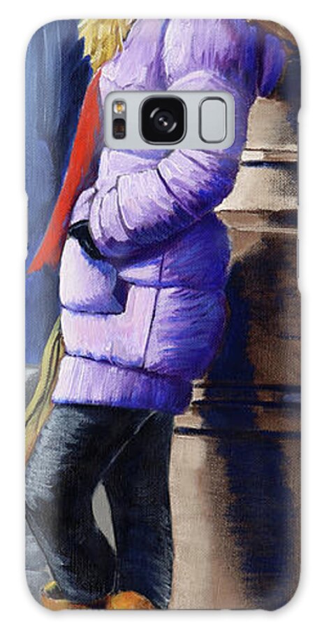 Girl Galaxy S8 Case featuring the painting Girl Waiting by Kevin Hughes