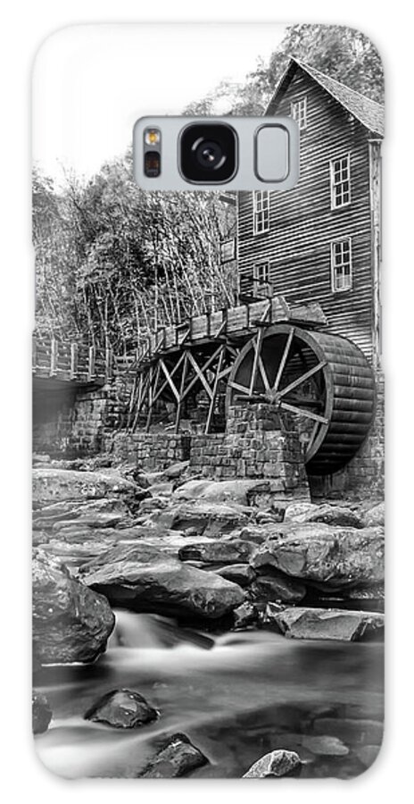 Babcock State Park Galaxy Case featuring the photograph Glade Creek Mill in Black and White by Norma Brandsberg