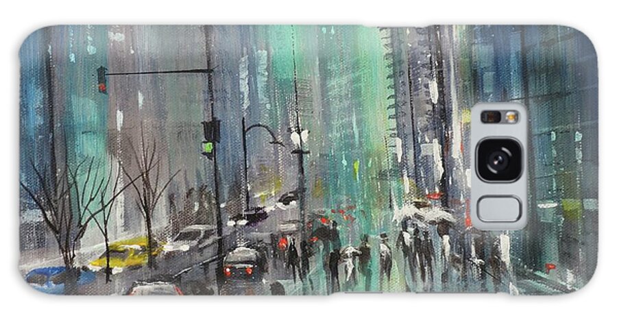 Night City Paintings Galaxy S8 Case featuring the painting Glass and Steel by Tom Shropshire