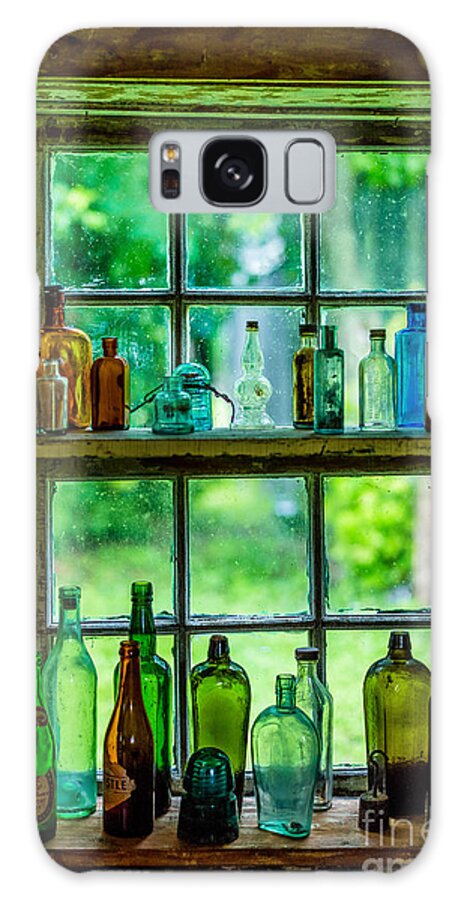 Glass Bottles In Window Galaxy Case featuring the photograph Glass Bottles in a Window by M G Whittingham