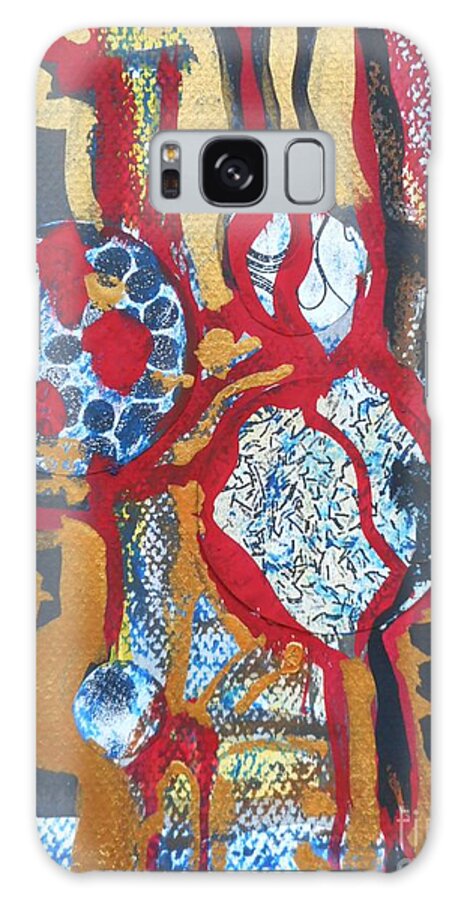 Katerina Stamatelos Art Galaxy Case featuring the painting Gold-Abstract-1 by Katerina Stamatelos