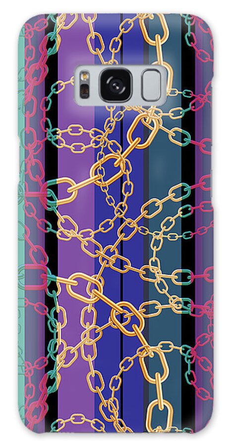 Stripes Texture Galaxy Case featuring the digital art Gold Chains V1 by Xrista Stavrou