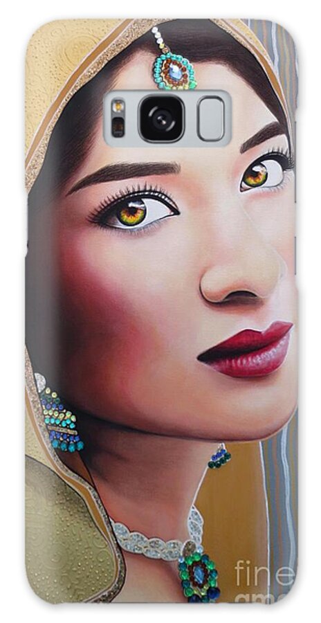 Indian Galaxy Case featuring the painting Golden Indian Bride by Malinda Prud'homme