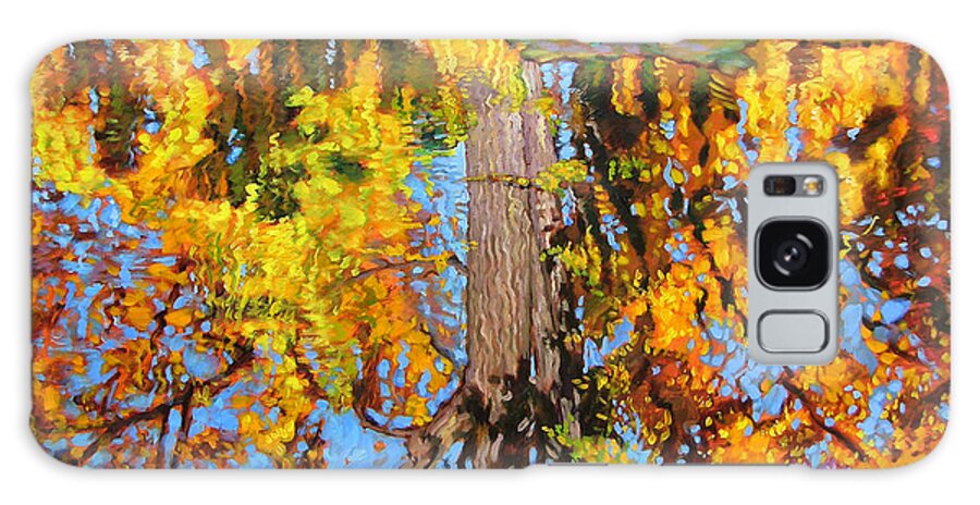 Landscape Galaxy S8 Case featuring the painting Golden Reflections on Lily Pond by John Lautermilch