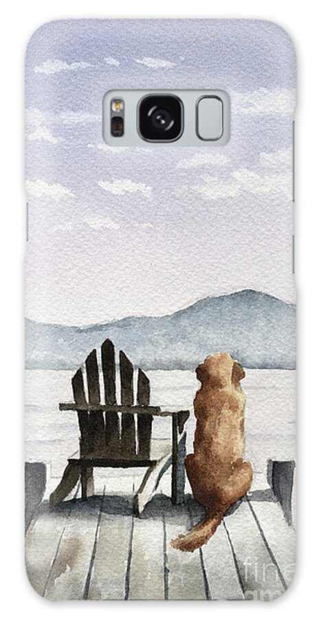 Golden Galaxy Case featuring the painting Golden Retriever on the Dock by David Rogers