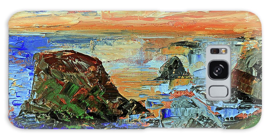 Pismo Beach Galaxy Case featuring the painting Golden Sunset by Walter Fahmy