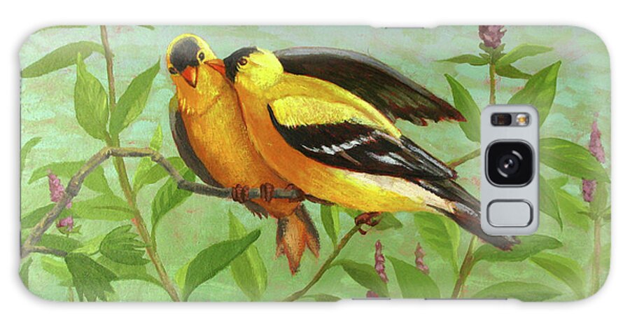 Yellow Galaxy Case featuring the painting Goldfinch Love by Don Morgan