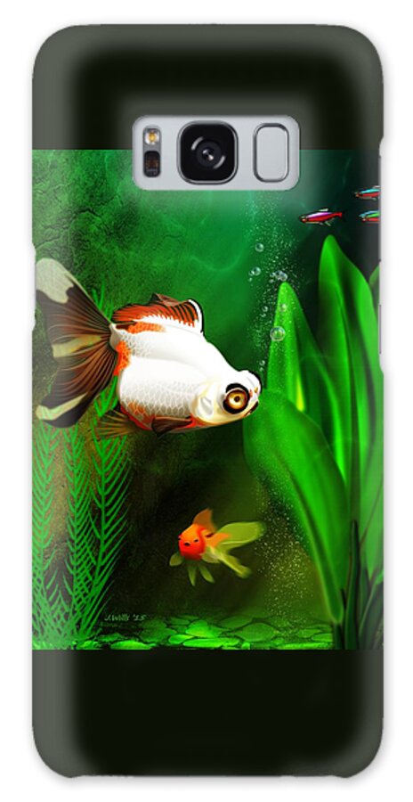 John Wills Art Galaxy Case featuring the digital art Goldfish Aquarium by John Wills