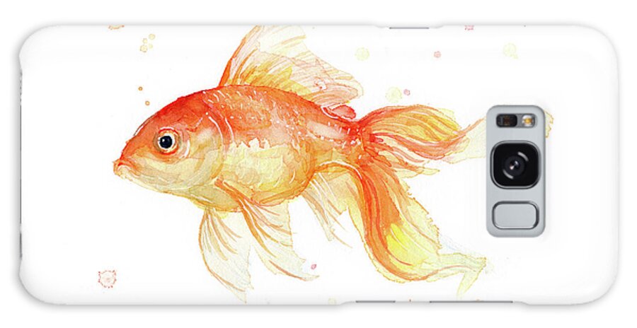 Gold Galaxy S8 Case featuring the painting Goldfish Painting Watercolor by Olga Shvartsur