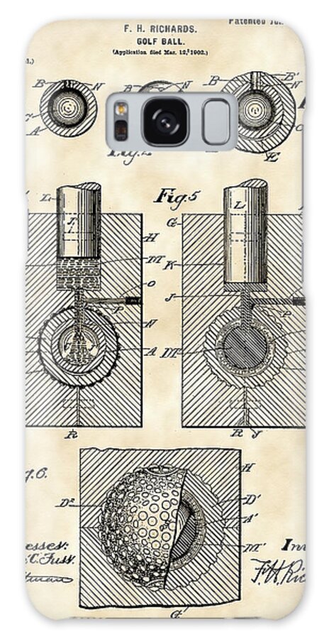 Patent Galaxy Case featuring the digital art Golf Ball Patent 1902 - Vintage by Stephen Younts