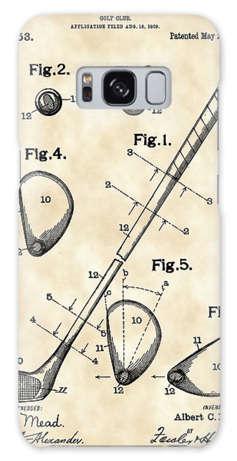 Golf Galaxy Case featuring the digital art Golf Club Patent 1909 - Vintage by Stephen Younts