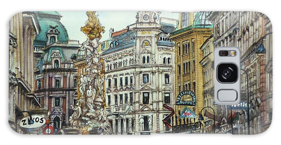 Architecture Galaxy Case featuring the painting Graben, Vienna by Henrieta Maneva
