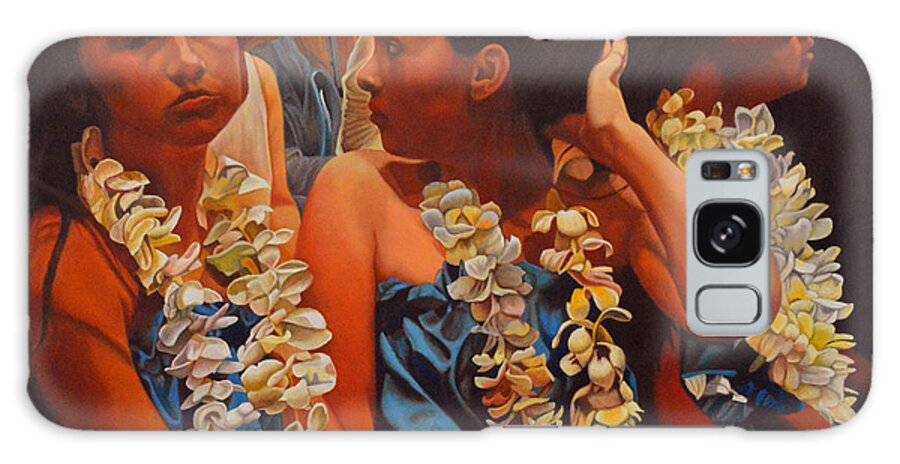 Hawaiian Hula Dancers Galaxy Case featuring the painting Grace's Story by Thu Nguyen