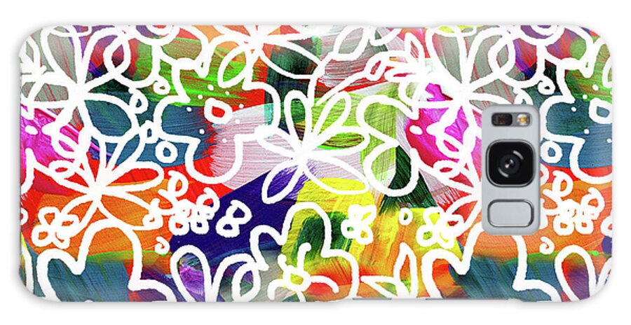 Flowers Galaxy Case featuring the mixed media Graffiti Garden 2- Art by Linda Woods by Linda Woods