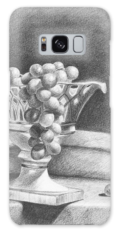 Pencil Rendering Galaxy S8 Case featuring the drawing Grapes by Joe Winkler