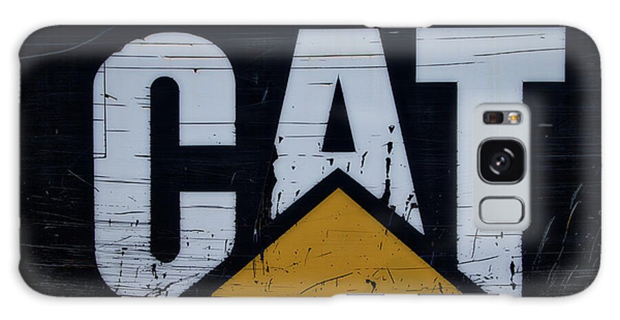 Gravel Pit Galaxy Case featuring the photograph Gravel Pit Cat Signage Hydraulic Excavator by Thomas Woolworth