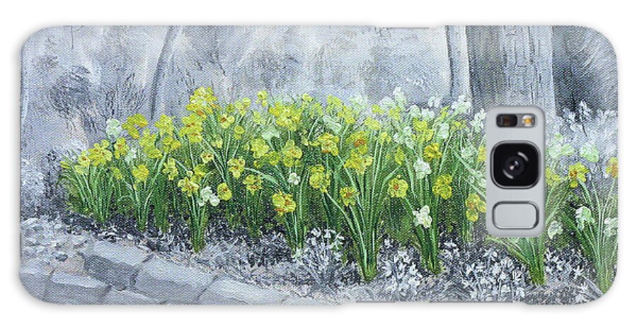 Fine Art Galaxy Case featuring the painting Grayscale Daffodils by Stephen Krieger