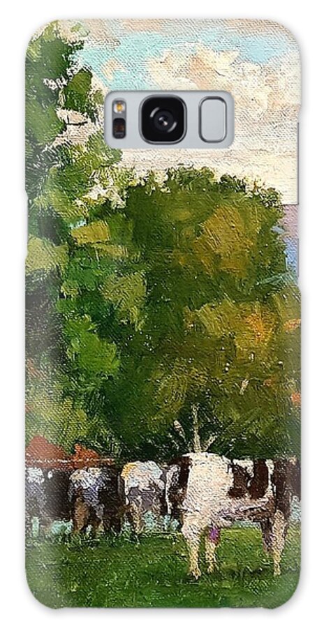 Cows Galaxy Case featuring the painting Grazing By Our Creek by Jessica Anne Thomas
