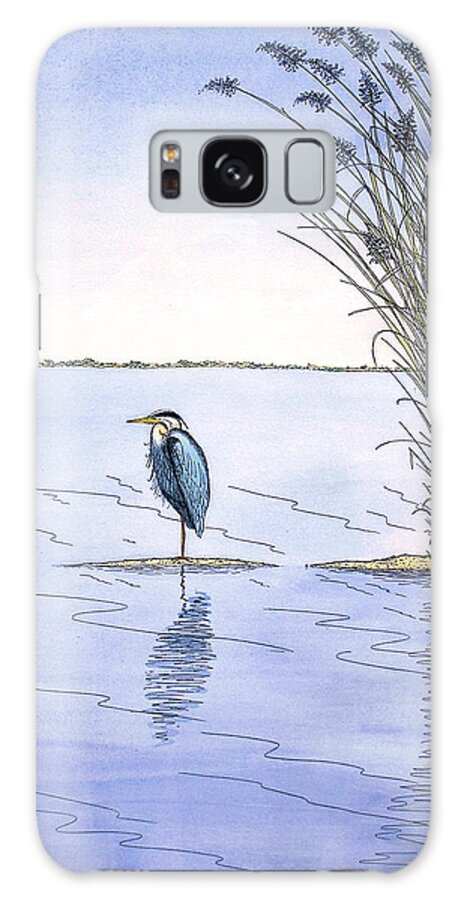 Great Blue Heron Galaxy Case featuring the painting Great Blue Heron by Charles Harden