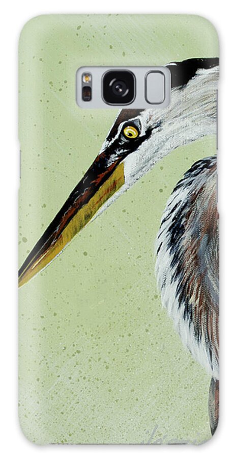 Great Blue Heron Galaxy Case featuring the painting Great Blue Milton by Joan Garcia