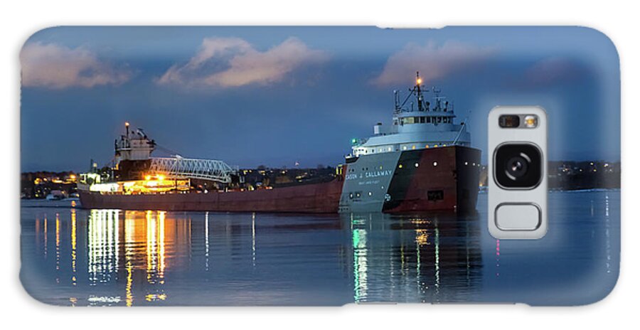 Great Lakes Galaxy Case featuring the photograph Great Lakes Freighter Cason Callaway Reflections -6776 by Norris Seward