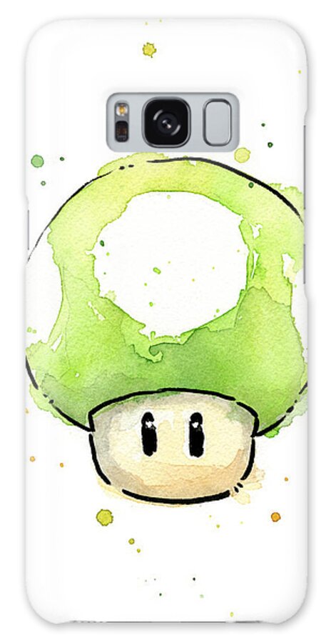 Video Game Galaxy Case featuring the painting Green 1UP Mushroom by Olga Shvartsur