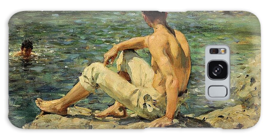 Green And Gold Galaxy Case featuring the painting Green and Gold by Henry Scott Tuke