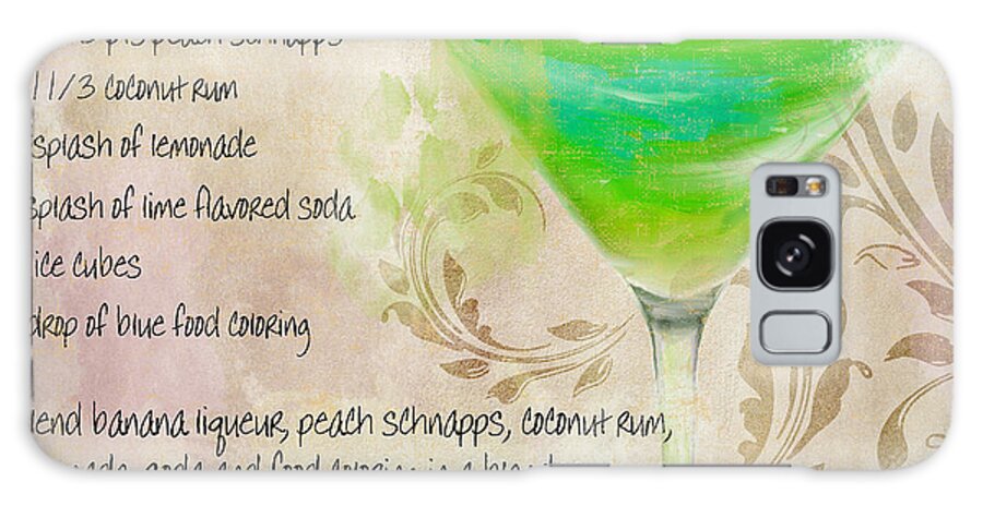 Cocktail Galaxy Case featuring the painting Green Angel Mixed Cocktail Recipe Sign by Mindy Sommers
