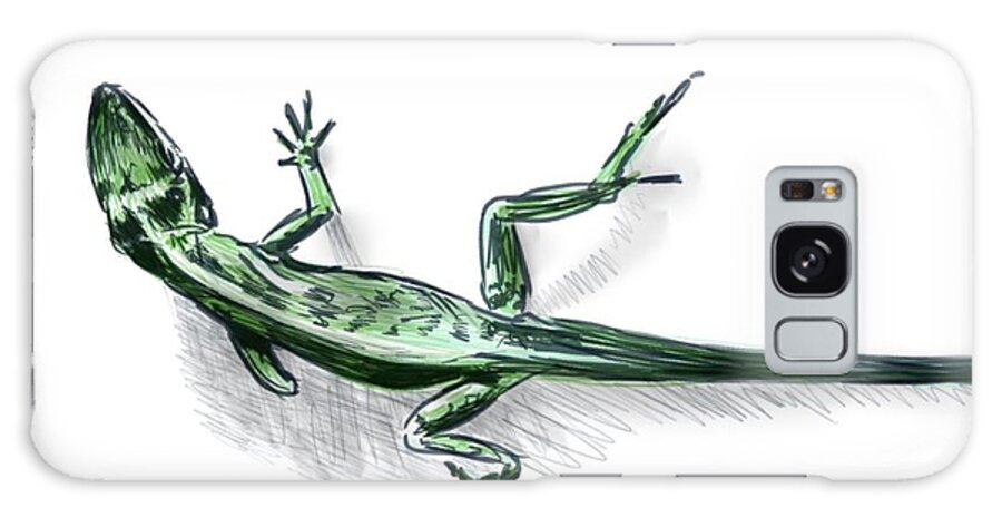 Lizard Galaxy Case featuring the digital art Green Anole by Thomas Hamm