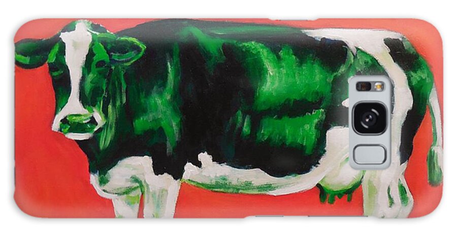 Cow Galaxy Case featuring the painting Green Cow by Cami Lee