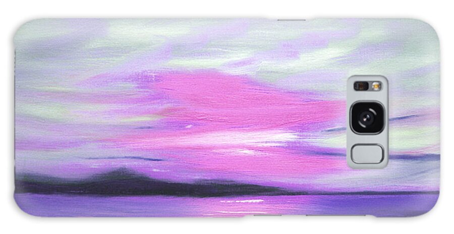 Green Galaxy Case featuring the painting Green Skies and Purple Seas Sunset by Gina De Gorna