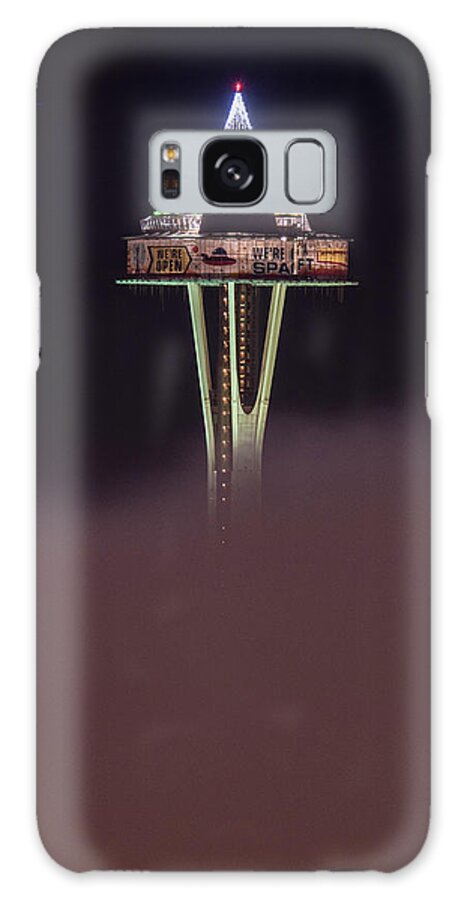Seattle Galaxy Case featuring the photograph Green Space Needle Above The Fog by Matt McDonald