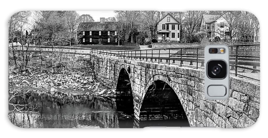 Ipswich Stone Arch Bridge Historic River First Period Colonial Black And White B+w Galaxy Case featuring the photograph Green Street Bridge in Black and White by Wayne Marshall Chase