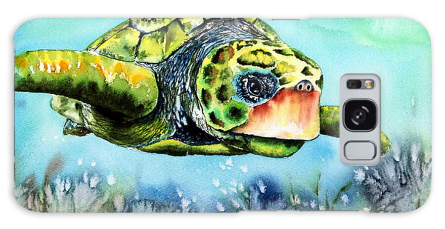 Turtle Galaxy Case featuring the painting Green Turtle by Maria Barry