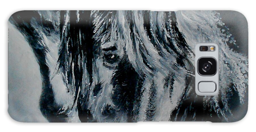 Horse Galaxy Case featuring the painting Grey Horse by Maris Sherwood
