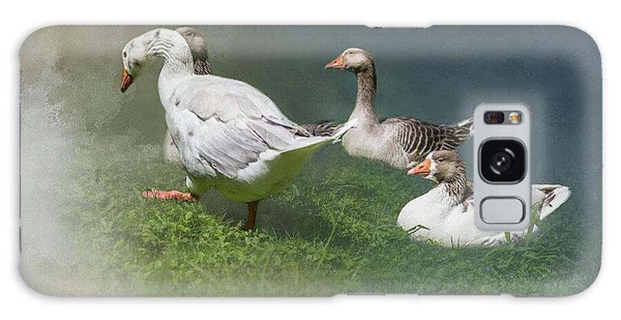 Greylag Geese Galaxy Case featuring the photograph Greylag Geese by Eva Lechner