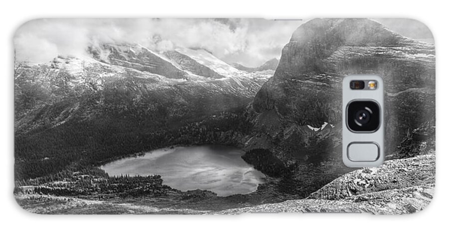 Lacier National Park Galaxy Case featuring the photograph Grinnell Lake Overlook Black and White by Mark Kiver