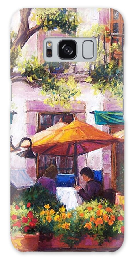 Sidewalk Cafe Galaxy Case featuring the pastel Guanajuato Cafe by Candy Mayer