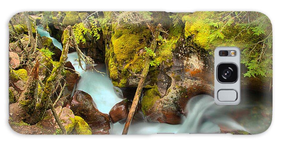 Avalanche Creek Galaxy Case featuring the photograph Gushing Through A Red Rock Canyon by Adam Jewell