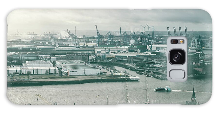 Monochtome Galaxy Case featuring the photograph Hamburg Port by Marina Usmanskaya