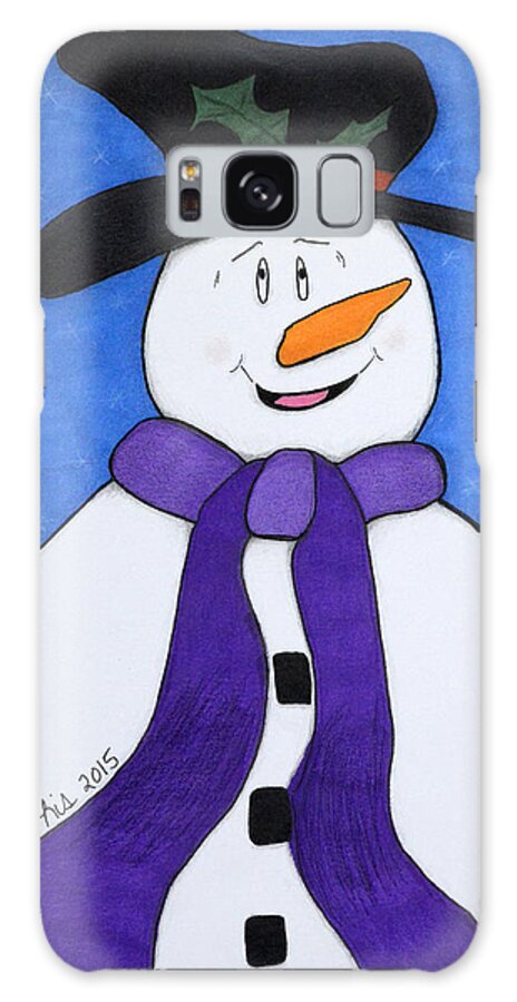 Snowman Galaxy Case featuring the drawing Happiness Snowman by Lisa Blake