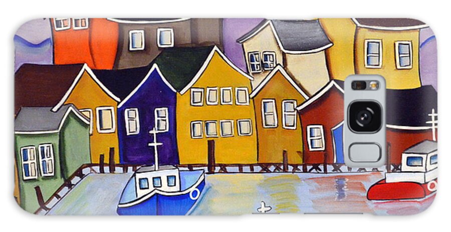 Abstract Galaxy Case featuring the painting Harbour Village by Heather Lovat-Fraser