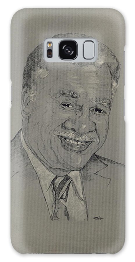 Custom Portrait Galaxy S8 Case featuring the drawing Harold Washington by Michelle Gilmore
