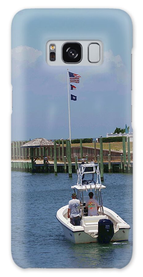 Hatteras Galaxy Case featuring the photograph Hatteras Dock and Boat 2 by Cathy Lindsey